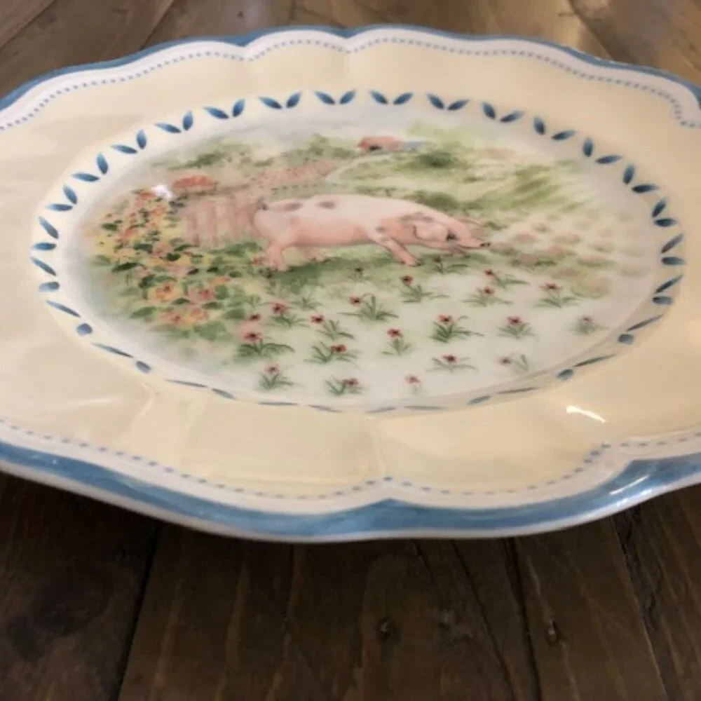 Lenox Provencal Garden Pig Luncheon Salad Accent Plate 9.5” Scalloped
